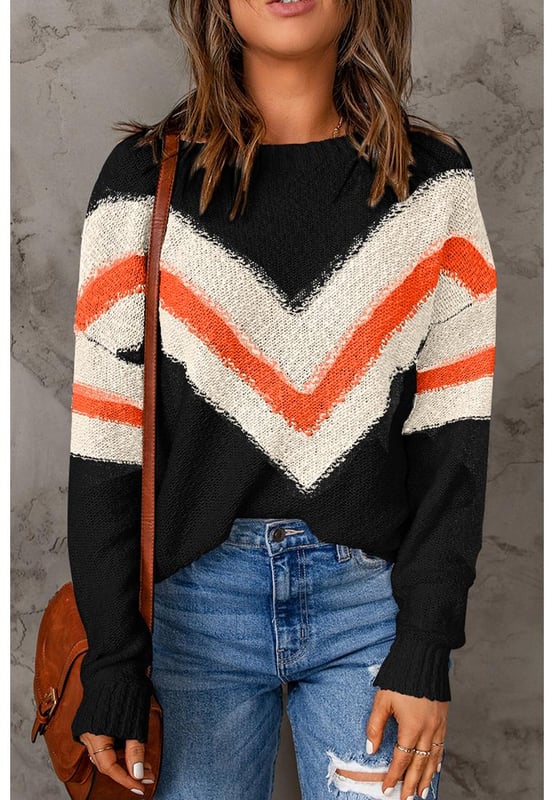 Black chevron striped
  Drop shoulder design
  Loose fit
  High
  quality materials
  Durable and long
  lasting
  Versatile and stylish
  Suitable for any gender