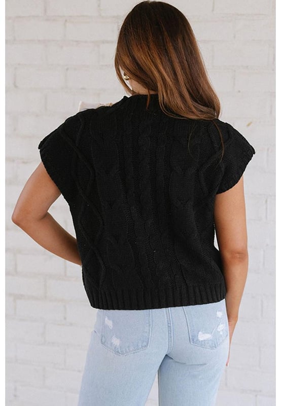 Our styles are designed with a trendy fitted look in mind following an international size standard. For the best fit we suggest choosing one size up from your usual. Be sure to check our sizing chart to find your perfect match!
  Chic short
  sleeve sweater for a layered look
  Modern color
  block design
  Feminine satin bowknot details
  Classic cable knit pattern
  Round neck and short sleeves
  Ideal for warmer weather or indoor settings
Material: 100% Acrylic