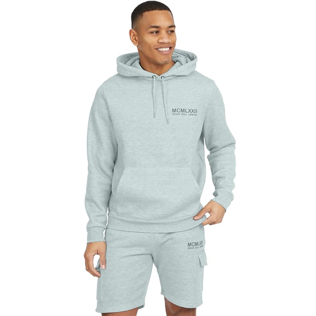 Mint Hoodie & Cargo Short Co-Ord Set Introducing this matching hoody and jogger set from Brave Soul, the newest addition to your wardrobe. The overhead hoodie features ribbed elasticated cuffs and hem, hood with drawstring and kangaroo pocket, while the matching fleece shorts has an elasticated waist with cargo pockets and side welt pockets. Team with a pair of trainers to complete your casual look making it the ultimate everyday outfit. Model wears UK size M.