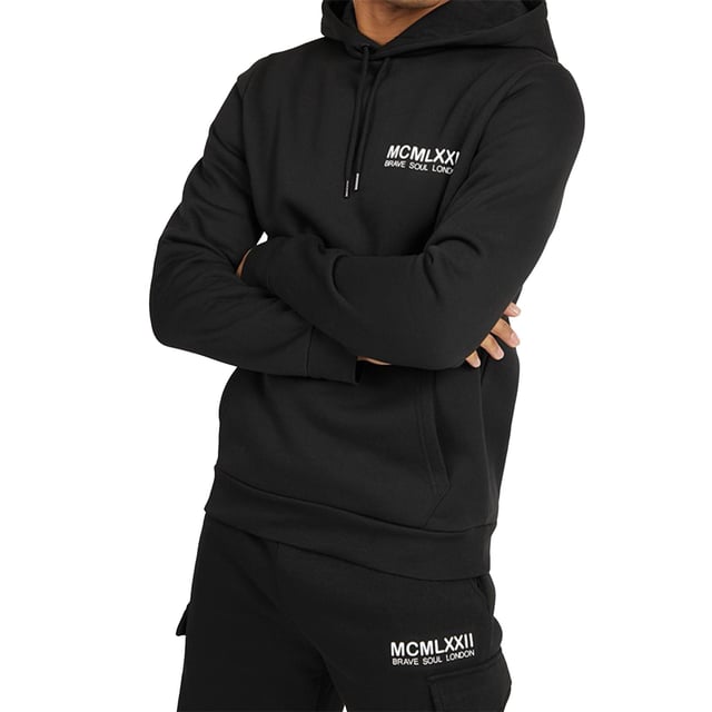 Introducing this matching hoody and jogger set from Brave Soul, the newest addition to your wardrobe. The overhead hoodie features ribbed elasticated cuffs and hem, hood with drawstring and kangaroo pocket, while the matching fleece shorts has an elasticated waist with cargo pockets and side welt pockets. Team with a pair of trainers to complete your casual look making it the ultimate everyday outfit. Model wears UK size M.