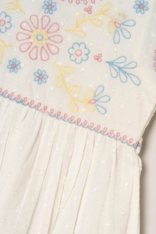 This printed summer dress by Miss is the perfect addition to your little ones summer wardrobe. Featuring tiered ruffles, flutter sleeves, and a delicate floral prints on the top and skirt creating a stylish and playful look perfect for sunny days, casual outings, or special occasions.