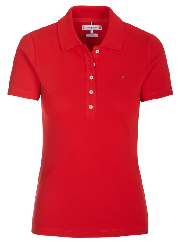 97% Cotton, 3% Elastane; Tommy Hilfiger poloshirt;  Model: WW0WW37823 XND;  High quality manufactured;  Piqué fabric made from soft organic cotton, stretch;  Slim fit;  Classic polo collar;  Button placket with 5 buttons;  Short sleeves;  Tommy Hilfiger logo details