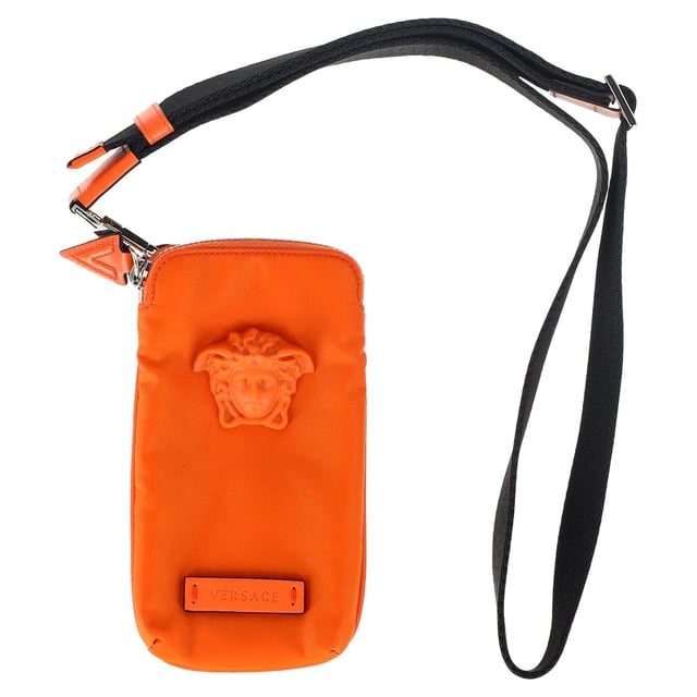 VINTAGE, RRP AS NEW
The Versace La Medusa Mini Bag in vibrant orange nylon makes a statement of luxury and boldness. Adorned with the iconic Medusa plaque, which pays homage to the brand's heritage, this mini bag is a true representation of Versace's opulent and daring aesthetic. The design features a detachable, adjustable strap, allowing for versatile styling options—wear it as a crossbody or around the neck for a fashion-forward touch.



with Box, Dust bag

Versace La Medusa Mini Bag in Orange Nylon
Condition: Excellent
Signs of wear: No retail tag, No visible sign of wear., 
Packaging: Box, Dust bag
Color: Orange
Material: nylon
Size: One Size | One Size
Measurements: Width: 20; Height: 190; Length: 100; Handle drop: 0; Strap length: 1000
SKU: HNPUGBBA464444M