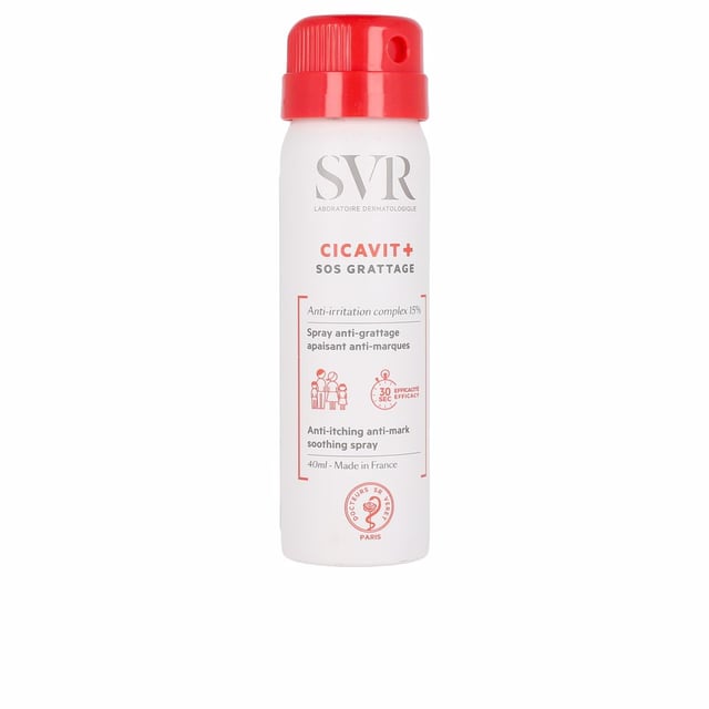 Cicavit+ Sos Grattage 40 ml Discover the soothing power of SVR Cicavit+ SOS Anti-Itching Spray, a must-have for instant relief from itching. This 40ml spray is specially formulated for both face and body, delivering rapid cooling and comfort to itchy or irritated skin. Perfect for all ages, it offers a quick solution to restore calm and ease discomfort. Simply spray from 15 cm away onto the affected area as needed. Made for everyone, this unisex product is your go-to remedy for skin irritation, ensuring you feel your best every day.