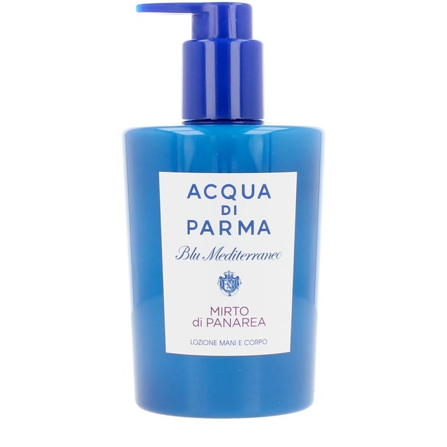 Experience the essence of the Mediterranean with Acqua Di Parma Blu Mediterraneo Mirto Di Panarea Hand and Body Lotion. Launched in 2008, this lotion features a blend of aromatic notes, including refreshing Myrtle, zesty Basil, and uplifting Lemon and Bergamot. The heart reveals delicate Rose and Jasmine complemented by a soothing marine breeze, while the base notes of Lentisc Absolute, Juniper, Cedarwood, and Amber provide a warm finish. This luxurious lotion hydrates and nourishes your skin, leaving it silky smooth and healthier.