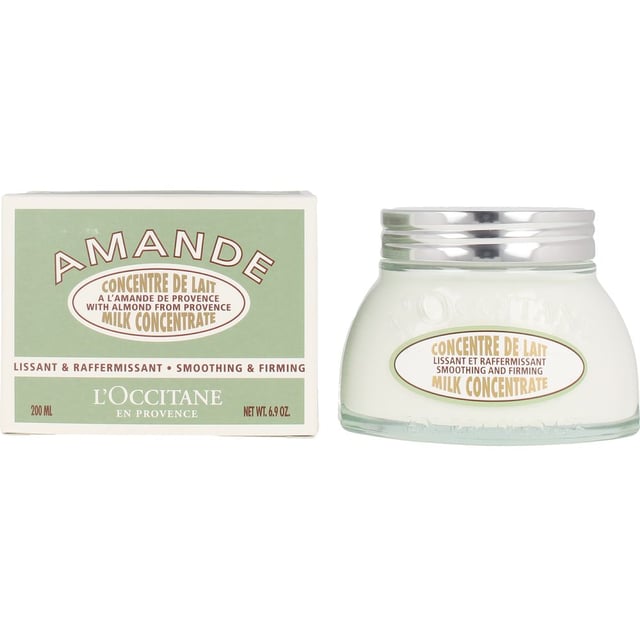 MANDEL Mandelmilch-Konzentrat von LOCCITANE EN PROVENCE Die cremige Formel sorgt für intensive Feuchtigkeit und verwandelt die Haut in nur 48 Stunden in eine samtweiche Oberfläche mit einem eleganten, matten Finish. Darüber hinaus bieten die enthaltenen Mandelproteine straffende und festigende Effekte für die Haut.
