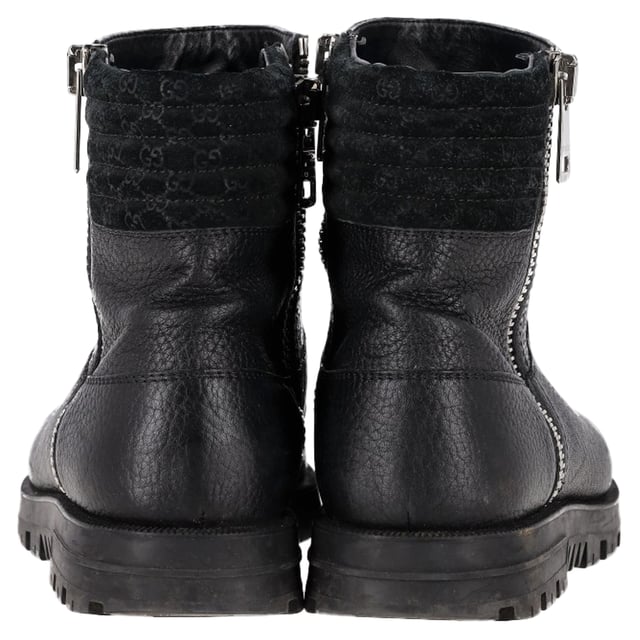 VINTAGE, RRP AS NEW
The Gucci Micro GG Zipped Ankle Boots in black leather blend classic luxury with modern edge. Featuring the subtle yet iconic micro GG monogram and a sleek silhouette, these boots offer a refined take on everyday footwear. The side zip ensures easy wear, while the stacked heel adds just the right amount of lift. **Styling tip:** Pair them with cropped trousers or a midi skirt to show off the detailing and add a polished finish to your ensemble.

 Gucci Micro GG Zipped Ankle Boots in Black Leather

Condition: Very good
Signs of wear: Minor markings, Lightly used but very well maintained. Minor mark at soles & creasing, light scuffing at the soles and heels.
Packaging: None
Color: Black
Material: Leather | leather
Size: IT | 40
Measurements: Heel height: 30; Insole length: 290
SKU: NAPPUGBSH472286W