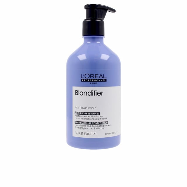 Revitalize your blonde locks with the L'Oréal Professionnel SERIE EXPERT Blondifier Resurfacing & Illuminating System Conditioner. This professional-grade conditioner is infused with Açai berry extract, rich in polyphenols, to nourish and enhance the multidimensional radiance of blonde hair. Its lightweight formula ensures hair is left shiny, soft, and effortlessly detangled from roots to ends. For best results, apply to freshly washed, towel-dried hair. Allow to sit for 5 to 10 minutes before rinsing thoroughly. Use alongside your regular hair care routine for optimal results.