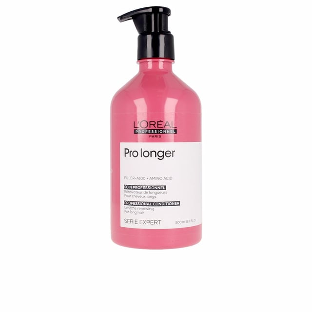 Transform your long hair with the L'Oréal Professionnel SERIE EXPERT Pro Longer Conditioner. This advanced conditioner is specially formulated to enhance the thickness and health of your hair, making it look visibly stronger and more vibrant. When paired with the Pro Longer Shampoo, it significantly reduces hair breakage. Featuring patented Filler A-100 technology, this conditioner penetrates the hair's core to plump and thicken from within, targeting thin ends and damaged areas. For best results, apply evenly to freshly washed, towel-dried hair, comb through, and rinse thoroughly.
