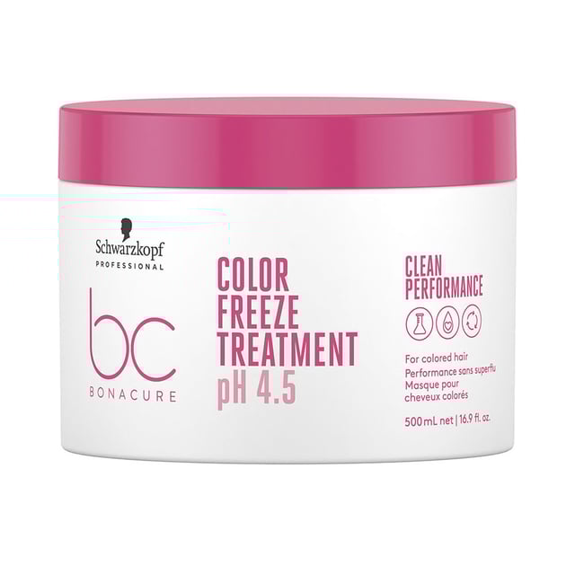 Bc Color Freeze Treatment Mask 500 ml Die BC COLOR FREEZE Behandlungsmasken von SCHWARZKOPF bieten eine reichhaltige Reparatur für coloriertes Haar. Die spezielle Bonacure-Formel ist frei von Silikonen und synthetischen Farbstoffen. Ihre Vorteile liegen in der tiefgehenden Pflege, die gefärbtes Haar intensiv regeneriert. Zudem stellt sie den idealen pH-Wert des Haares wieder her, indem Farbpigmente optimal in der Haarstruktur fixiert werden und somit Farbverblassen entgegenwirken. Dieses Haarpflegeprodukt ist zudem vegan*.