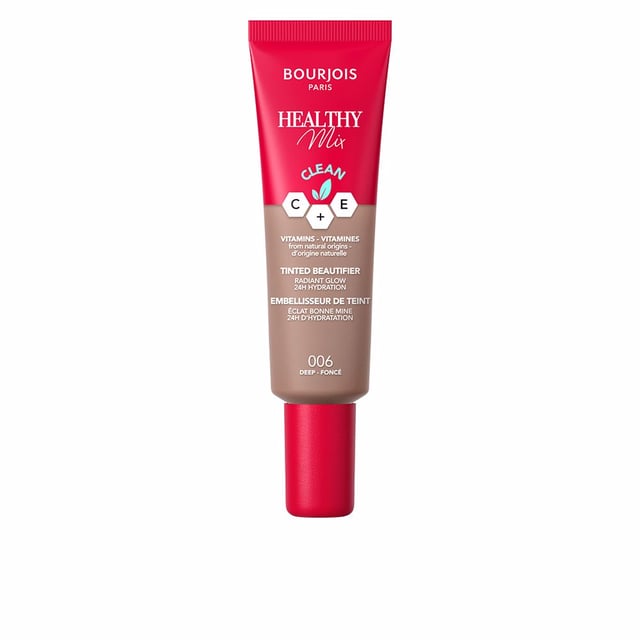 La crema BB HEALTHY MIX de Bourjois está diseñada para proporcionar a tu rostro un acabado fresco y natural. Su fórmula, enriquecida con aceite de coco y vitaminas C y E, brinda hasta 24 horas de hidratación continua. Con su uso constante, notarás una mejora en la luminosidad de tu piel en solo 2 semanas.