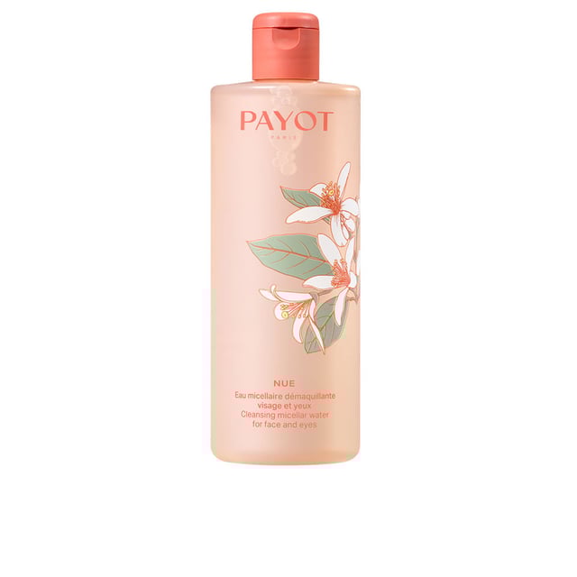 NUE agua micelar limpiadora edición limitada de PAYOT   Elimina eficazmente el maquillaje y las impurezas tanto del rostro como de los ojos.   Beneficios: Con un 99% de ingredientes de origen natural, esta agua micelar es el aliado perfecto para las mujeres con un estilo de vida ajetreado. Remueve el maquillaje y las impurezas en un solo paso. Enriquecida con extracto de berro y agua floral de azahar orgánica, ayuda a limpiar la piel de partículas contaminantes y a restaurar su suavidad. Su fórmula minimalista respeta el equilibrio de la mirada y es ideal para calmar las pieles más sensibles.