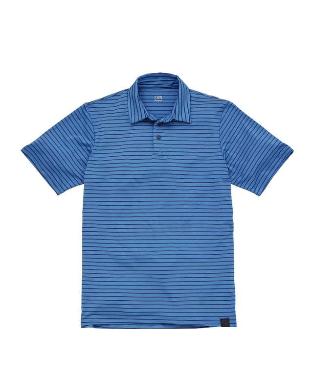 This stripe polo shirt is cut from a moisture wicking fabric-that will dry quickly to help hide sweat - it's been given added stretch to ensure optimum comfort. It's super soft, breathable, and comes in a comfortable regular fit shape. The hem is longer at the back to avoid gaping. 88% polyester / 12% elastane, 180gram sweat wicking material.