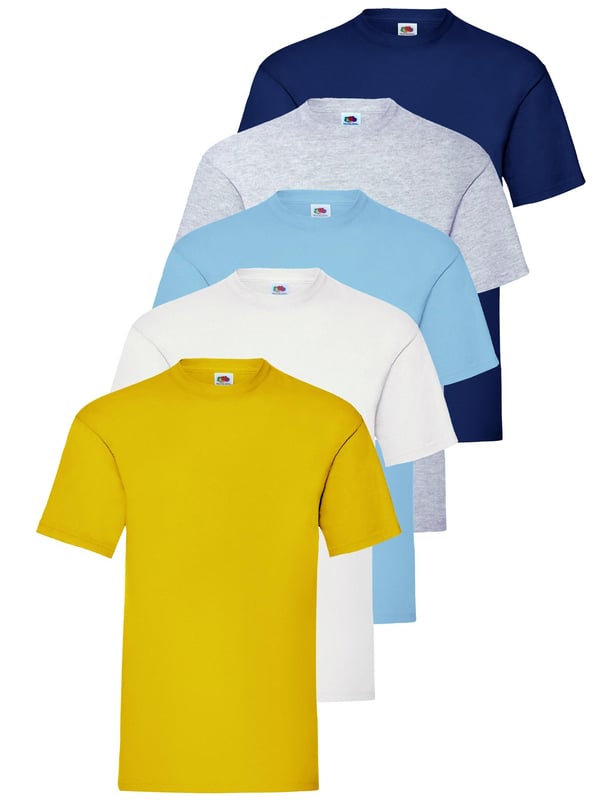 The Original Fruit of the Loom short sleeve T-shirt for men and women features a crew neck with a taped neckline for added comfort, twin needle stitching on the neck, sleeves, and hem, and is made from soft Belcoro® yarn for a premium feel; crafted from 100% cotton with a fabric weight of 135 GSM for white and 145 GSM for all other colours, this high-quality, machine-washable basic tee is perfect for everyday wear.