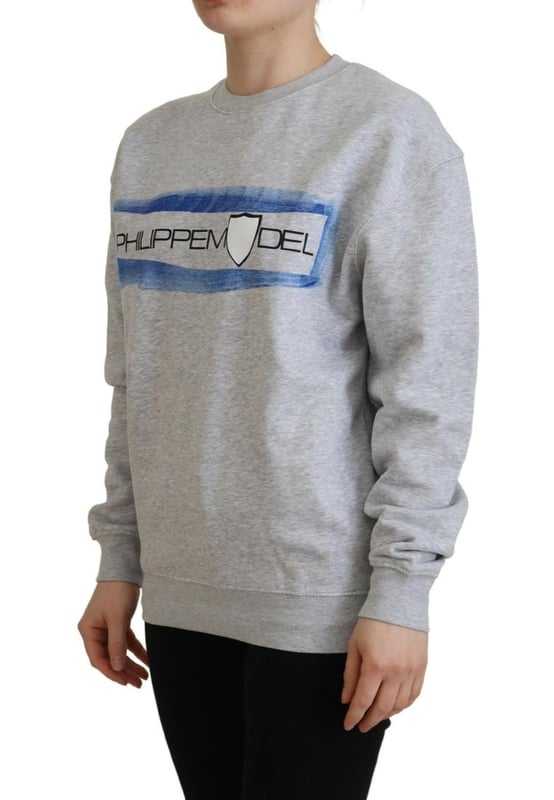 Marca: PHILIPPE MODEL  
Condición: Nuevo con etiquetas  
Tipo: Suéter de manga larga  
Color: Gris estampado  
Material: 100% algodón  
Detalles del logo  
Género: Mujeres  
