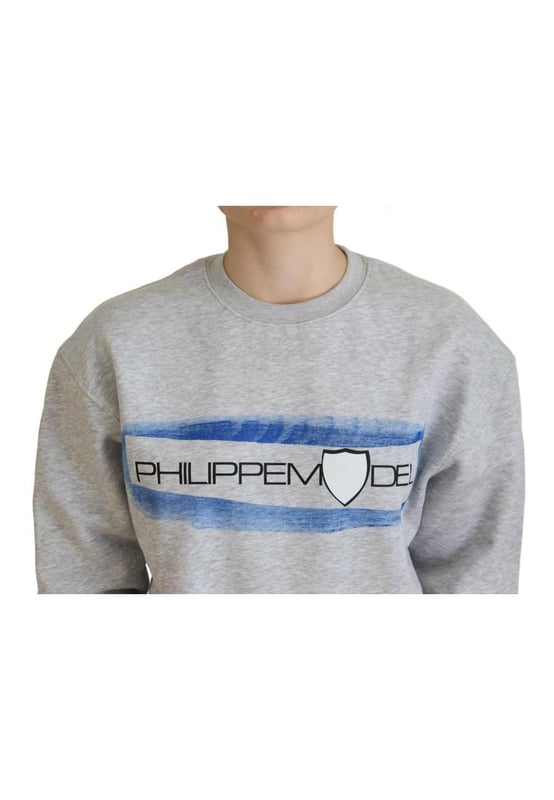 Marca: PHILIPPE MODEL  
Condición: Nuevo con etiquetas  
Tipo: Suéter de manga larga  
Color: Gris estampado  
Material: 100% algodón  
Detalles del logo  
Género: Mujeres  