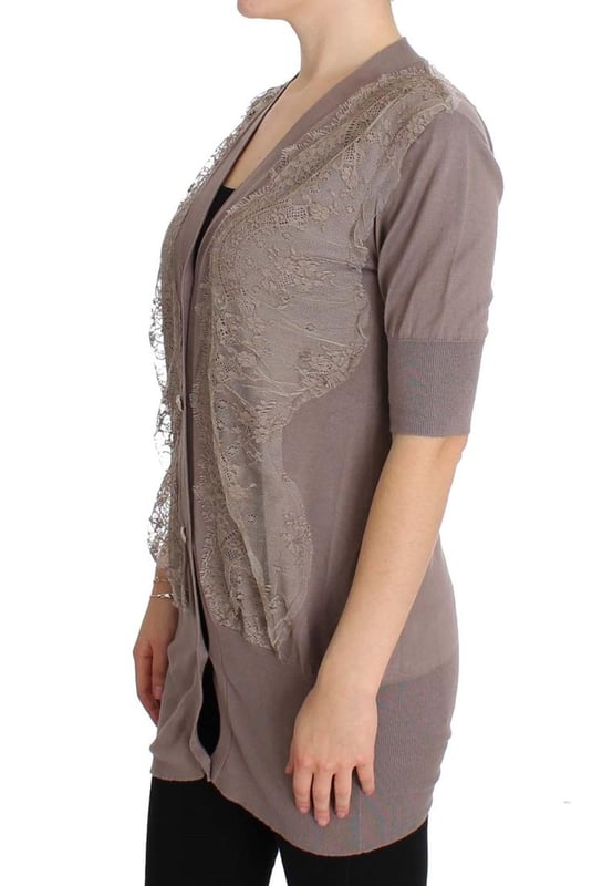 Brand new with tags
  100% Authentic PINK MEMORIES lace cardigan sweater
  Made in Italy
  Color: Purple
  Material: 100% Cotton
  Full front button closure
  Logo details
  Perfect for any wardrobe