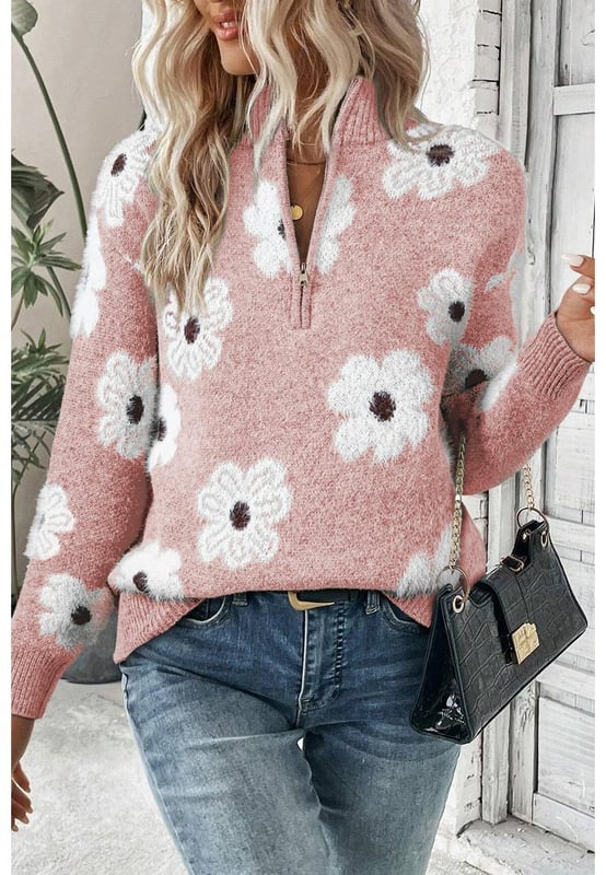 Stylish floral pattern
  Half zip design for easy layering
  Drop shoulder silhouette for a relaxed and trendy fit
  Versatile piece that can be dressed up or down
  Available in multiple sizes
  Made of high
  quality materials