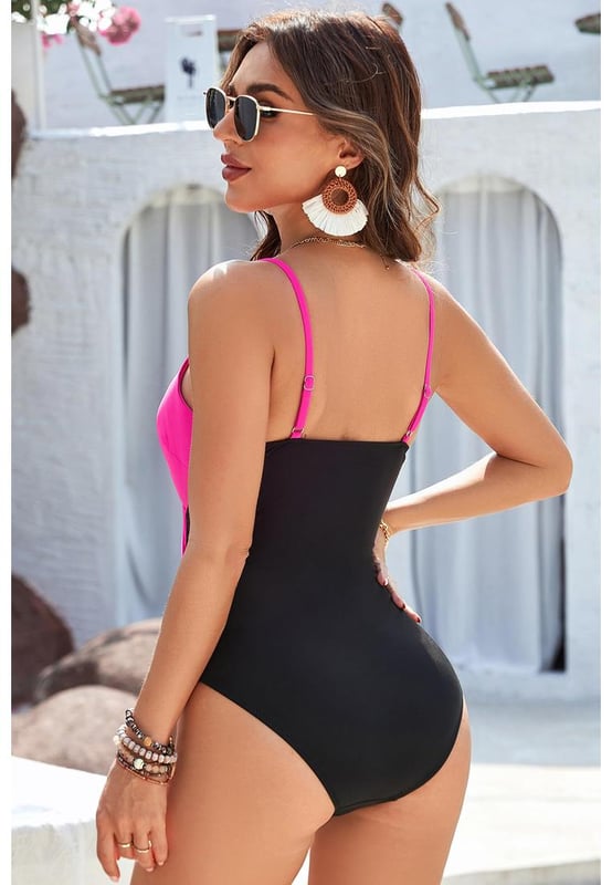 Our styles are designed with a trendy fitted look in mind following an international size standard. For the best fit we suggest choosing one size up from your usual. Be sure to check our sizing chart to find your perfect match!
  Chic and eye
  catching color block design
  Crossover bust and cutout front
  Flattering fit to show sexy curves and long legs
  Adjustable spaghetti straps
  Open back for convenience and sexiness
Material: 82% Polyamide 18% Elastane