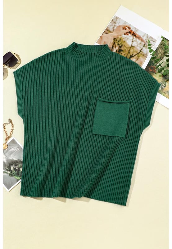 Short sleeve sweater
  Ribbed knit texture
  Patch pocket detail
  High
  quality materials
  Versatile design
  Suitable for all genders