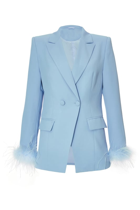 - Woven finish - Double breasted - Feather trim - Longline style - Model height: 5'6" - Model wears uk 8 / us 4 / eur 36 - Contains non-textile parts of animal origin - Always check the wash care label - Cool hand wash with mild detergent