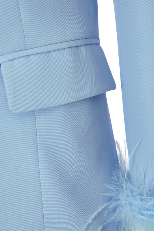 - Woven finish - Double breasted - Feather trim - Longline style - Model height: 5'6" - Model wears uk 8 / us 4 / eur 36 - Contains non-textile parts of animal origin - Always check the wash care label - Cool hand wash with mild detergent