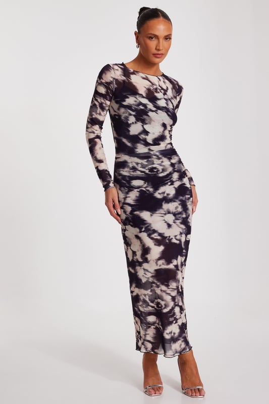 - Mesh finish - Marble print - Bodycon fit - Ruched sides - Model height: 5'6" - Model wears uk 8 / us 4 / eur 36 - Always check the wash care label - Cool hand wash with mild detergent