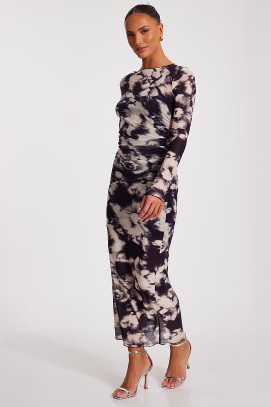 - Mesh finish - Marble print - Bodycon fit - Ruched sides - Model height: 5'6" - Model wears uk 8 / us 4 / eur 36 - Always check the wash care label - Cool hand wash with mild detergent