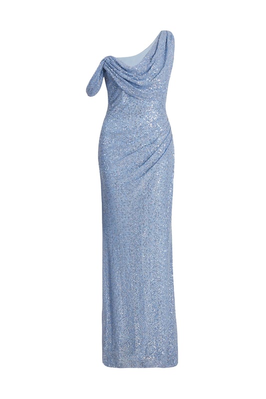 - Sequin finish - Cowl neckline - One shoulder - Cap sleeves - Model height: 5'6" - Model wears uk 8 / us 4 / eur 36 - Always check the care wash label - Cool hand wash with mild detergent
