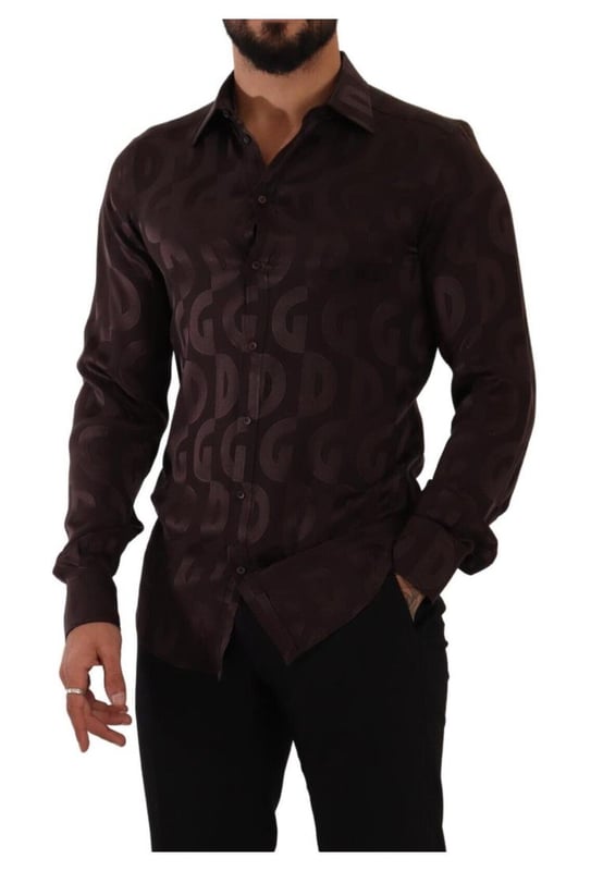 100% Authentic Dolce &amp; Gabbana GOLD silk shirt
  Classic neck with long sleeves
  Button down closure
  Logo print
  Made in Italy
Material: 100% Silk