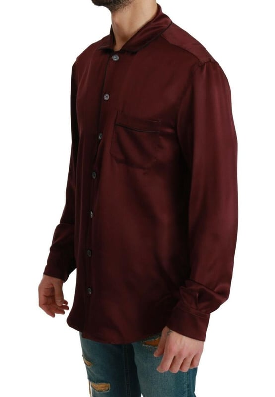 100% authentic silk shirt in Bordeaux color
  Pajama inspired design
  Single chest pocket
  Full front button closure
  Logo details
  Made in Italy craftsmanship
  Luxurious and sophisticated
  Brand new with tags
  Perfect for adding elegance to any outfit
Material: 100% SILK