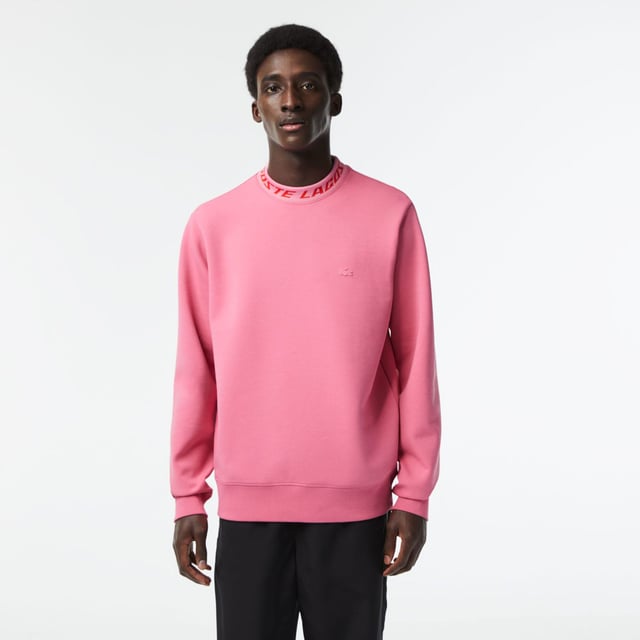 Men’s Lacoste Double Sided Logo Collar Sweatshirt Round neck with jacquard logo: Little details that make a big difference. - Chevron insert at neck: An iconic finishing touch.- Rubber-feel crocodile: Stand out in Lacoste.- Double-sided fabric: Soft and warm  perfect for every day. - Ref: SH5690-2R3
