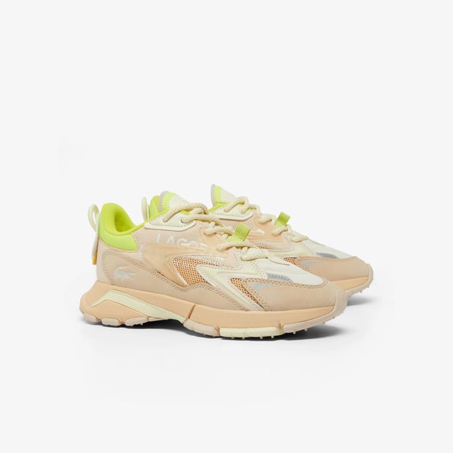 Women's Lacoste L003 Neo Tech Sneakers- Premium mixed upper including canvas  nylon  leather and mesh- Heel lacing detail inspired by the original L003- Lacoste Active branding printed on centre panel- Textured  robust  high-grip rubber outsole- Signature crocodile printed on tongue and heel counter- Ref: 48SFA00876H3