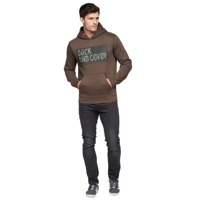Duck And Cover Men's Gathport Hoodie - Cotton Blend Pullover Hoodie With Logo & Sleeve Print