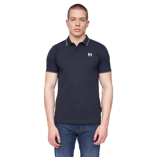 100% Cotton. Fabric: Jacquard, Pique. Design: Logo, Tipped. Fastening: Button. Neckline: Ribbed, Turn Down Collar. Cuff: Ribbed. Sleeve-Type: Short-Sleeved. Fabric Technology: Breathable, Soft. 2 Button Placket, Branded Tab. M: 40 in. L: 42 in. XL: 44 in. XXL: 46 in.