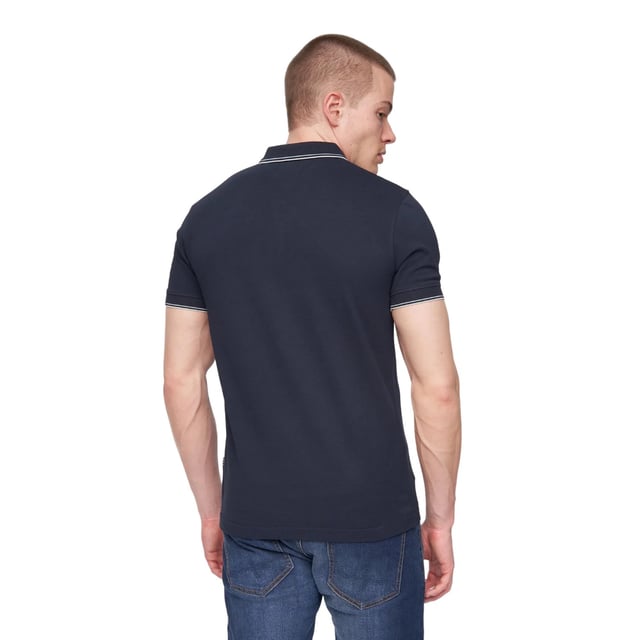 100% Cotton. Fabric: Jacquard, Pique. Design: Logo, Tipped. Fastening: Button. Neckline: Ribbed, Turn Down Collar. Cuff: Ribbed. Sleeve-Type: Short-Sleeved. Fabric Technology: Breathable, Soft. 2 Button Placket, Branded Tab. M: 40 in. L: 42 in. XL: 44 in. XXL: 46 in.