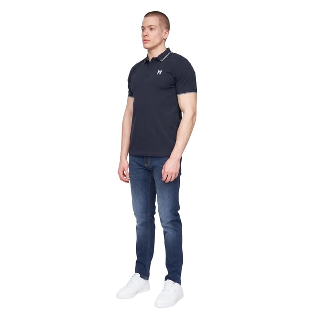 100% Cotton. Fabric: Jacquard, Pique. Design: Logo, Tipped. Fastening: Button. Neckline: Ribbed, Turn Down Collar. Cuff: Ribbed. Sleeve-Type: Short-Sleeved. Fabric Technology: Breathable, Soft. 2 Button Placket, Branded Tab. M: 40 in. L: 42 in. XL: 44 in. XXL: 46 in.