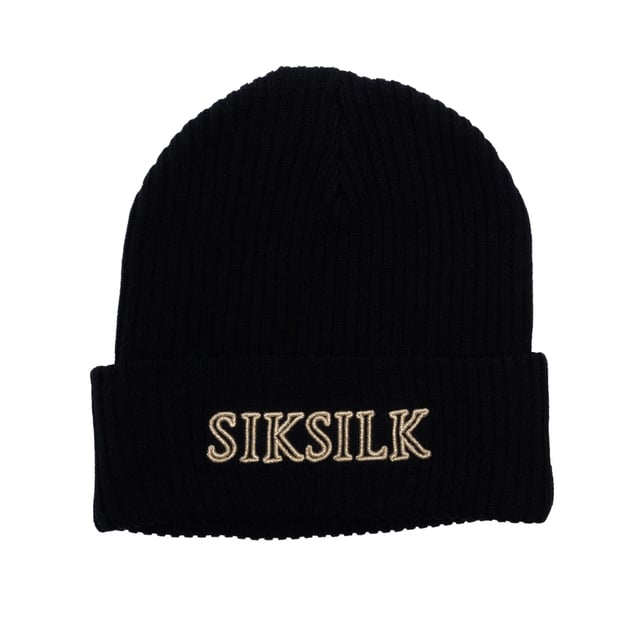 SikSilk Core Geborduurde Logo muts (Zwart) 100% Katoen. Stof: Geribd, zacht aanvoelend. Ontwerp: Geborduurd logo, Effen. Opgedraaid manchet.