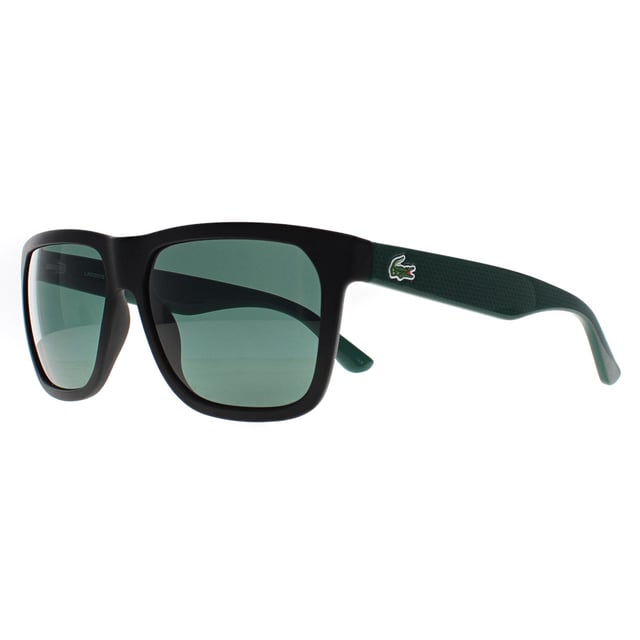 Lacoste Rectangle Unisex Matte Onyx Green L732S  Sunglasses are a classic rectangular almost wayfarer style shape with the typical bright varying colours of Lacoste and of course the crocodile logo on the temple.