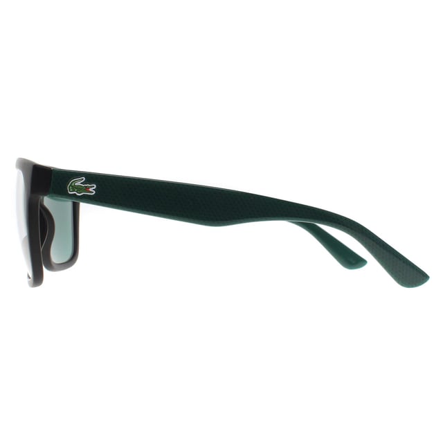 Lacoste Rectangle Unisex Matte Onyx Green L732S  Sunglasses are a classic rectangular almost wayfarer style shape with the typical bright varying colours of Lacoste and of course the crocodile logo on the temple.