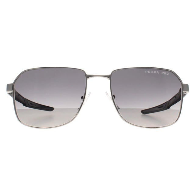 Prada Sport Aviator Mens Silver Grey Gradient Polarized PS54WS  Sunglasses offer a chic and sophisticated design with a sleek, lightweight frame. Perfect for adding a touch of elegance to any outfit, these sunglasses provide the ideal balance of style and practicality.