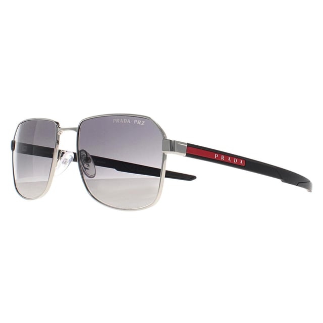 Prada Sport Aviator Mens Silver Grey Gradient Polarized PS54WS  Sunglasses offer a chic and sophisticated design with a sleek, lightweight frame. Perfect for adding a touch of elegance to any outfit, these sunglasses provide the ideal balance of style and practicality.