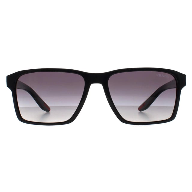 Prada Sport Rectangle Mens Black Grey Gradient PS05YS  Sunglasses feature a bold, structured frame with modern styling. Ideal for those who prefer distinctive eyewear, these sunglasses offer a powerful look while ensuring top notch protection from the sunâ€™s rays.
