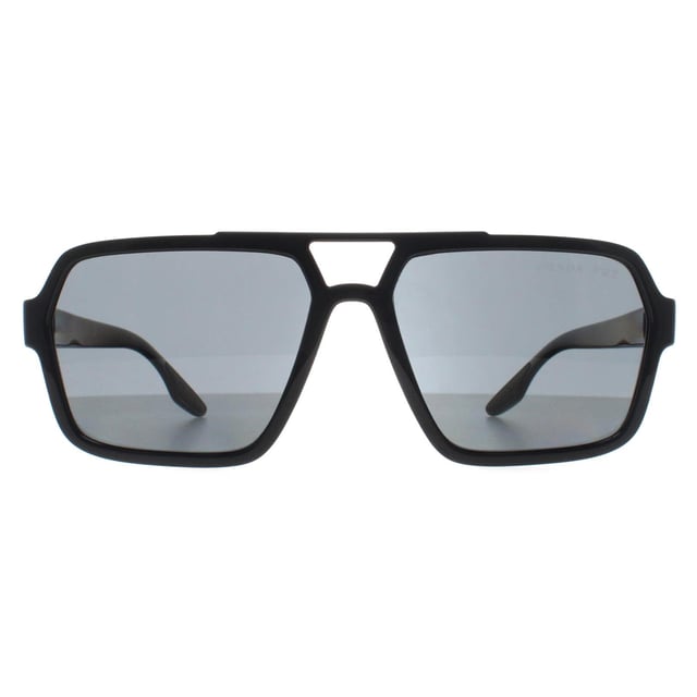 Prada Sport Aviator Mens Black Dark Grey Polarized PS01XS  Sunglasses feature a clean, angular design that adds a sharp, stylish edge to your wardrobe. With their timeless appeal and modern functionality, theyâ€™re the perfect accessory for anyone seeking both elegance and protection.