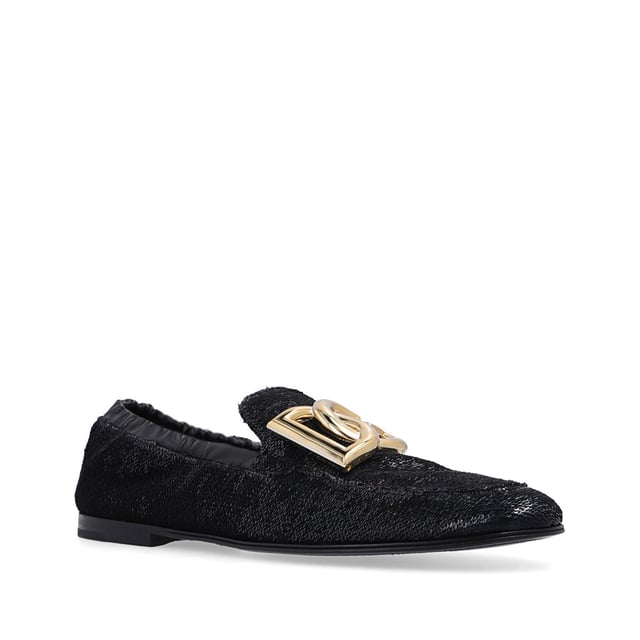 Mocasines Ariosto con Paillettes de Dolce & Gabbana - Composición: - Tejido - Detalles en cuero - Forro de cuero, plantilla, suela - Punta redondeada - Bandas elásticas traseras - Detalle de logo en tono dorado - Fabricado en Italia -