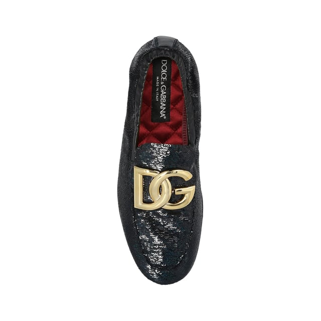 Mocasines Ariosto con Paillettes de Dolce & Gabbana - Composición: - Tejido - Detalles en cuero - Forro de cuero, plantilla, suela - Punta redondeada - Bandas elásticas traseras - Detalle de logo en tono dorado - Fabricado en Italia -