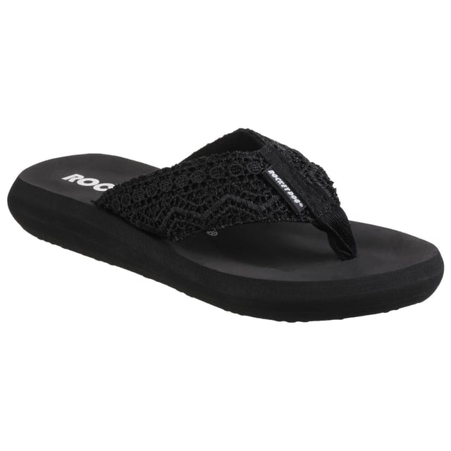 De originele Rocket Dog casual flip-flop, perfect voor een gemakkelijke winderige dag. Een laag, lichtgewicht platform maakt deze teenslipper comfortabel om de hele dag te dragen.. Perfect voor dag tot nacht. Kenmerken laag zwart lichtgewicht platform. Haak bovenzijde. EVA-zool voor duurzaamheid.
