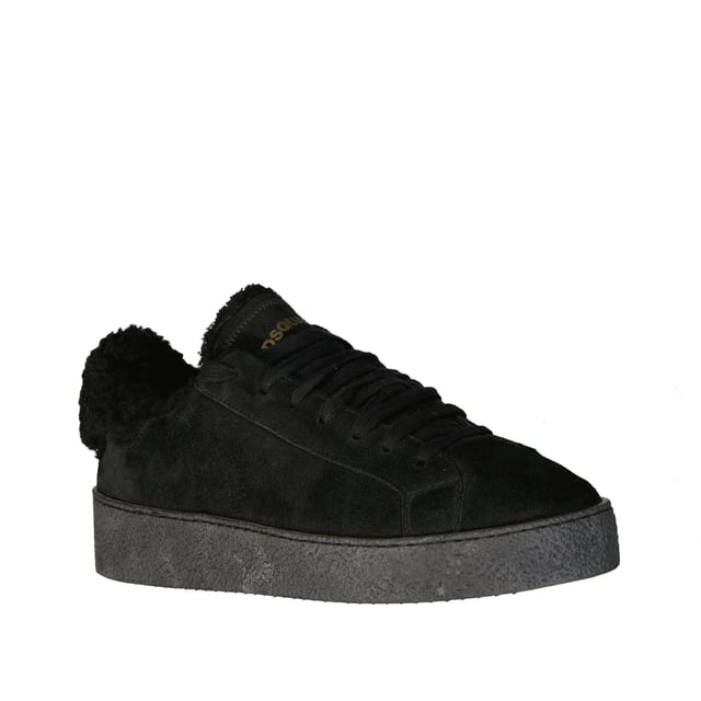 Zapatillas de cuero Dsquared2 - Composición: 100% cuero de ternera - Forro de eco piel de fur - Efecto ante - Suela de goma - Cierre con cordones - Detalle de logo en la parte frontal - Fabricado en Italia -