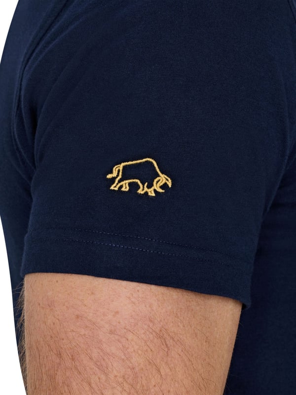 This high-quality men's Ruck & Roll T-Shirt is made from soft, organic cotton in a versatile navy base colour that pairs well with everything. Its bold, stand-out graphic makes a statement and the classic fit ensures longevity and durability. Plus, it's machine washable for easy maintenance. Dark Blue short sleeve graphic image tee available in sizes small to big and tall - up to 6XL.