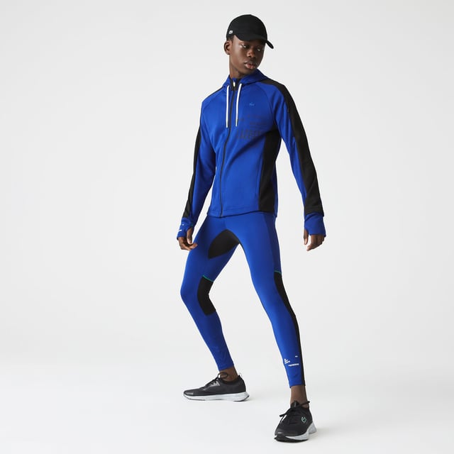 Men's Lacoste SPORT Leggings - Recycled stretch interlock and mesh - Elasticised waistband - Small pockets for keys on inside  contrast flat stitching  branding on ankle - Tight fit- Tone-on-tone silicone crocodile on hip- Ref: XH1045-PHK